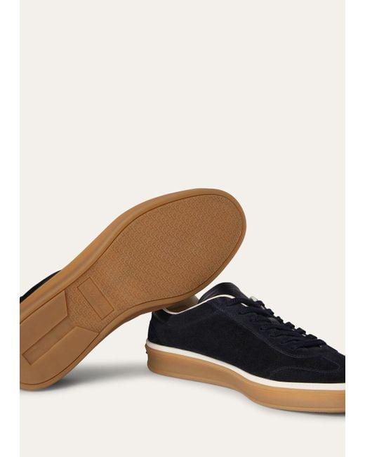 Loro Piana Blue Low-Top Lace-Up Sneakers
