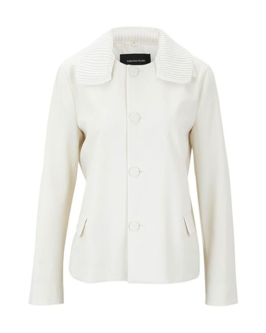 Fabiana Filippi White Long-Sleeved Single-Breasted Jacket