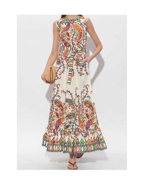 Etro Natural Paisley Printed Sleeveless Maxi Dress