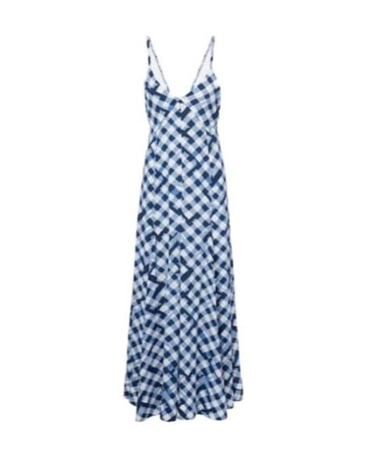 Proenza Schouler Blue June Checked Crepe De Chine Maxi Dress