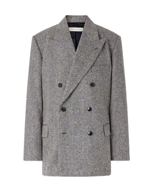 Dries Van Noten Gray Double-Breasted Blazer for men