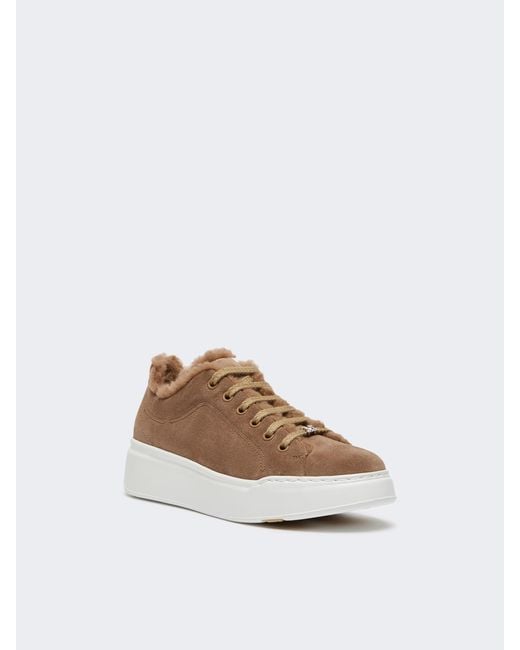 Max Mara Brown Tmaxi Round-Toe Lace-Up Sneakers