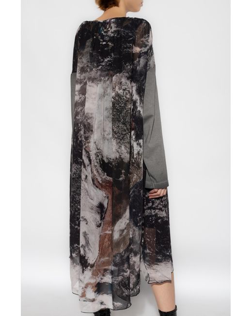DIESEL Black Planet-Print Drawstring Midi Dress