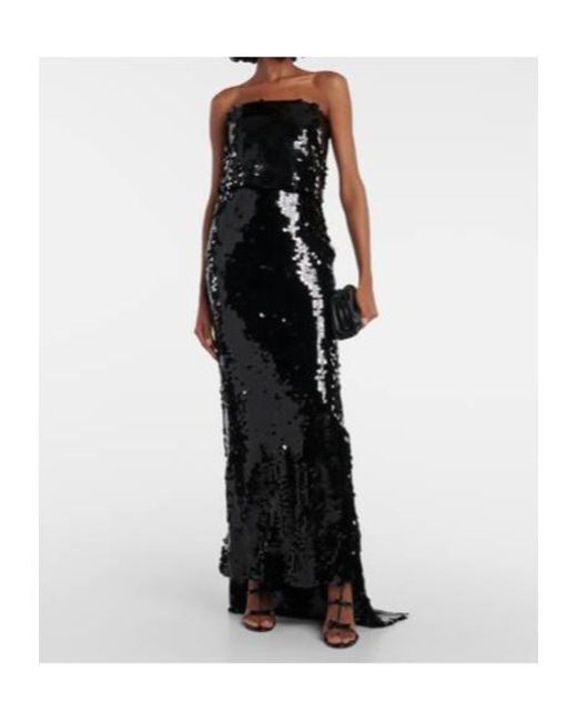 Emilia Wickstead Black Josiah Strapless Sequin Gown