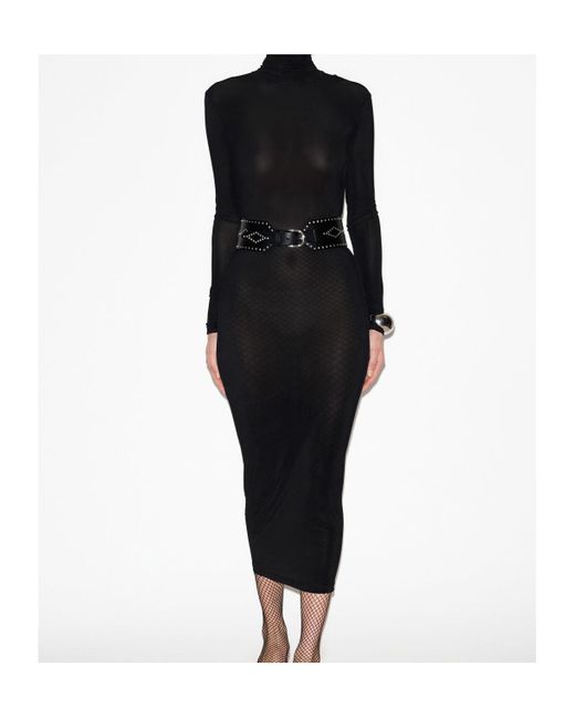 Isabel Marant Black Semi-Sheer High-Neck Long-Sleeved Dress