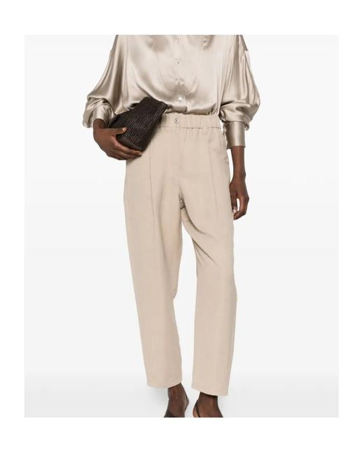 Brunello Cucinelli Natural Elastic-Waist Trousers