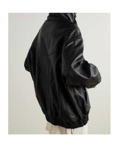 Nour Hammour Black Long-Sleeved Leather Jacket