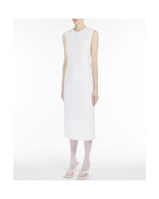 Sportmax White Crewneck Sleeveless Dress