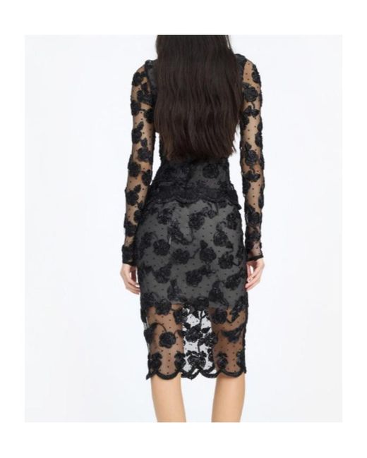ROTATE BIRGER CHRISTENSEN Black Flower Mesh Ls Top