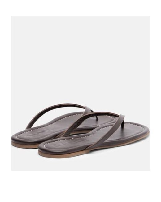 Staud Brown Freja Leather Thong Sandals