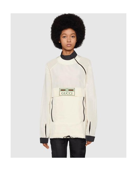 Gucci White Logo Patch Nylon Sweatshirt