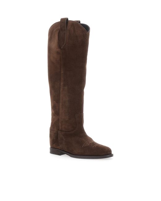 Via Roma 15 Brown Western Pointed-Toe Boots