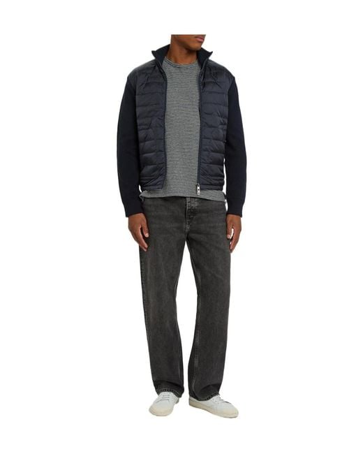 Moncler Blue Quilted Knit And Nylon Jacket for men