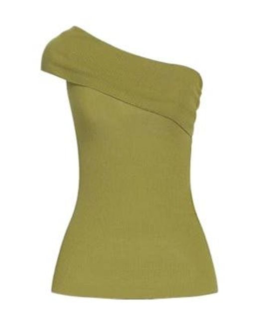 Rick Owens Green Single-Shoulder Knitted Top
