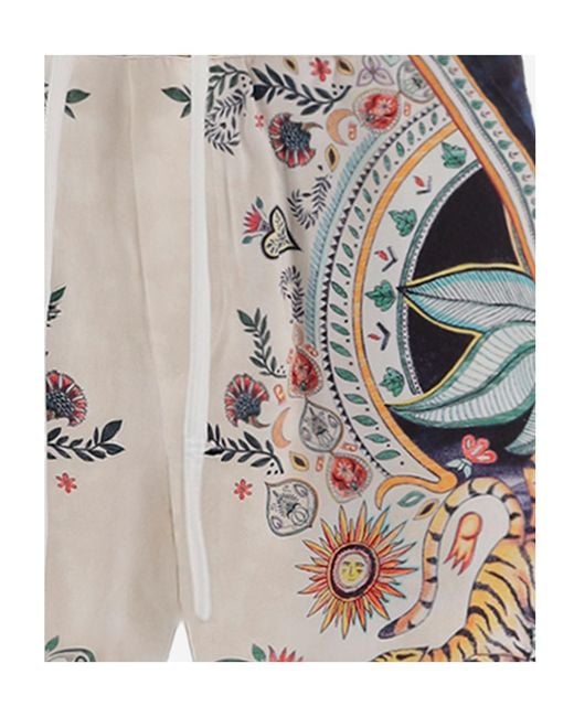 Just Cavalli Gray Printed Drawstring Shorts for men