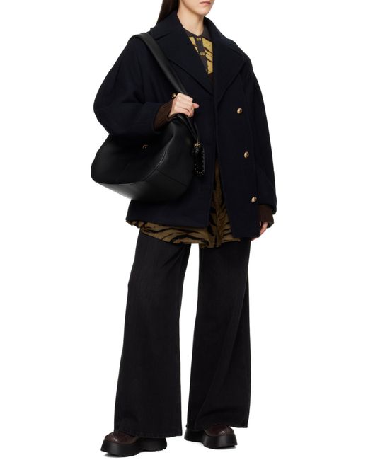 Ganni Black Zip-Up Medium Shoulder Bag