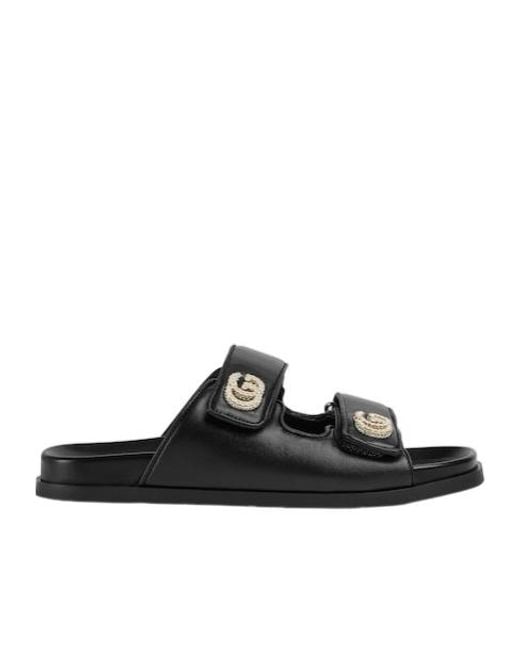 Gucci Black Double G Sandals
