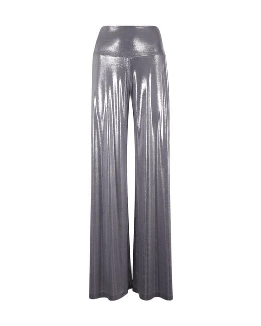 Norma Kamali Gray Metallic Flared Trousers