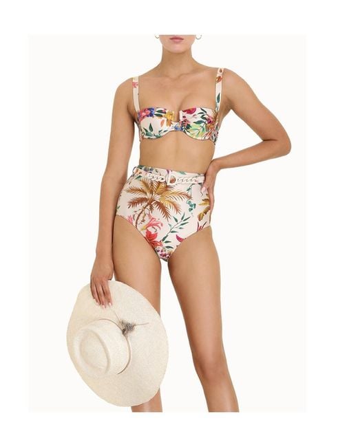 Zimmermann Multicolor Tropicana Balconette Floral Print Bikini Top