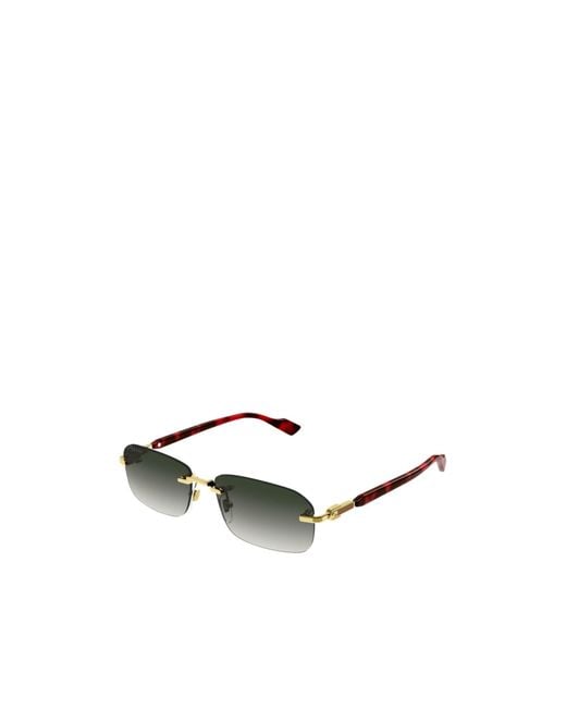 Gucci White Eyewear Rimless Rectangular Sunglasses for men