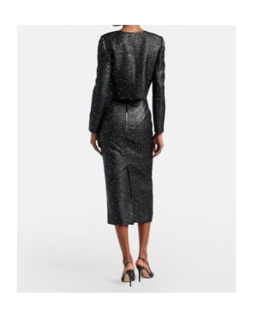 Carolina Herrera Black Sequined And Thread Tweed Pencil Skirt