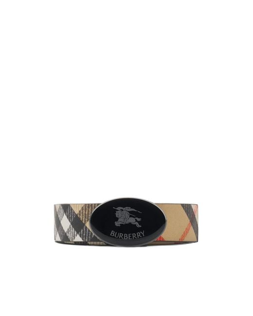 Burberry White Checked Logo Buckle Reversible Belt for men