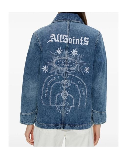 AllSaints Blue Bex Embellished Denim Jacket