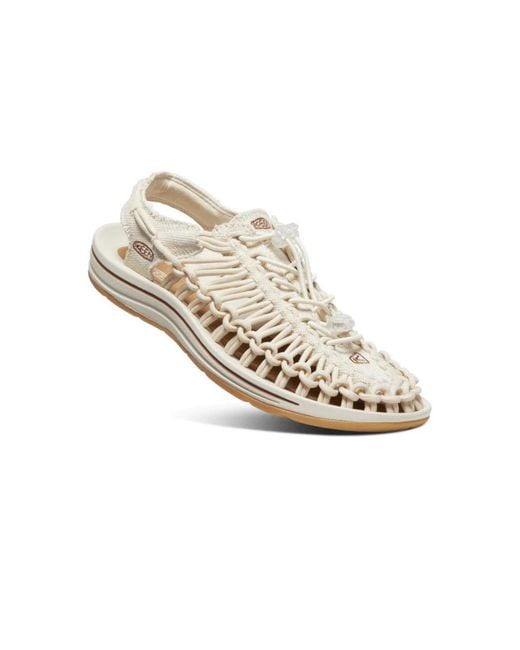 Keen White Uneek Flat Sandals