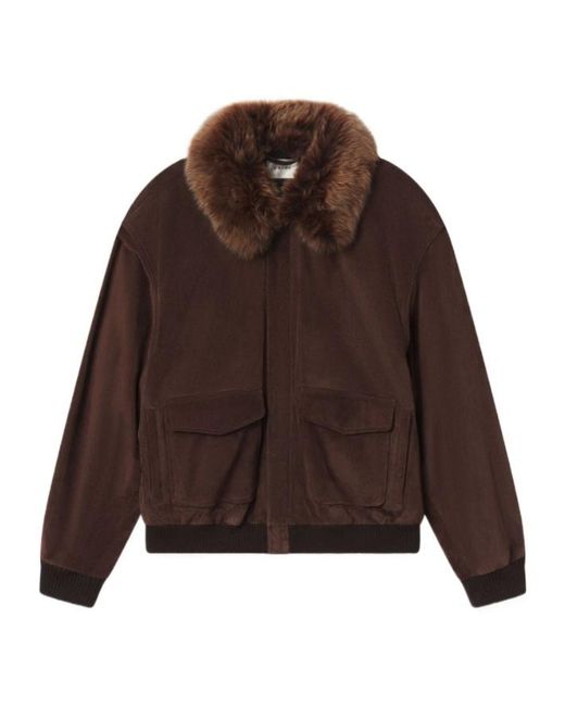 FRAME Brown Long-Sleeved Leather Jacket
