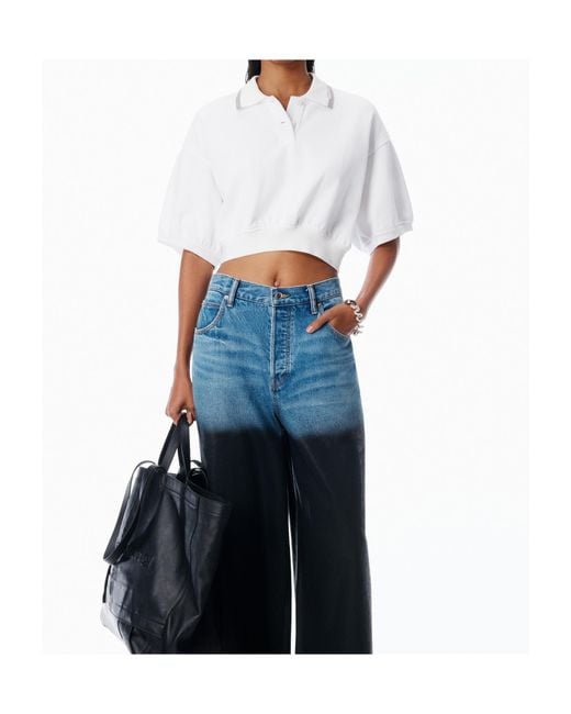 Alexander Wang White T By Cropped Polo Shirt