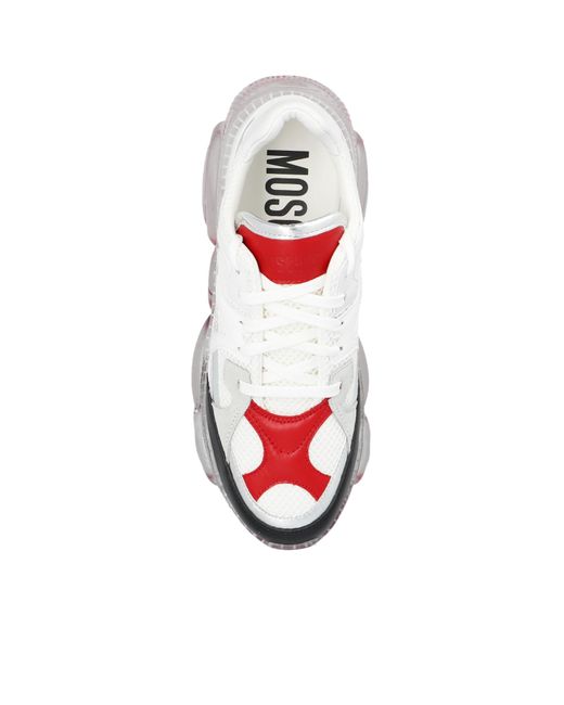 Moschino White Panelled Lace-Up Sneakers
