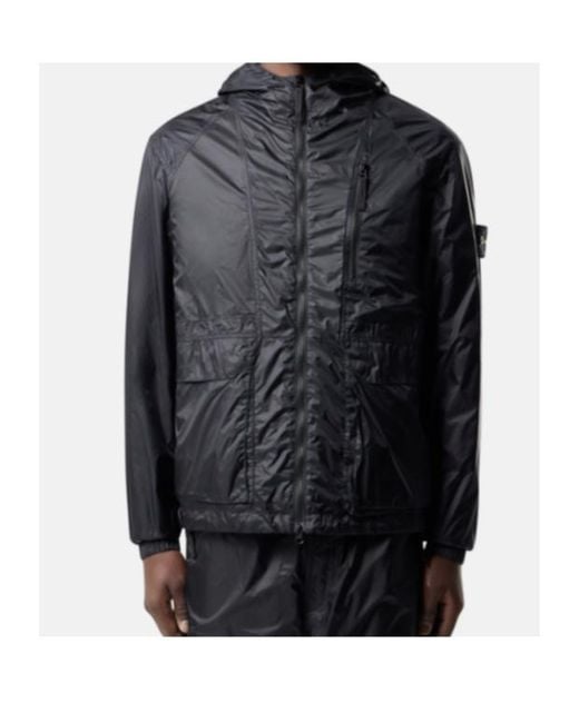 Stone Island Blue S0163 4100057 Light Ripstop Cordura Adanced Fabrics Hooded Jacket for men