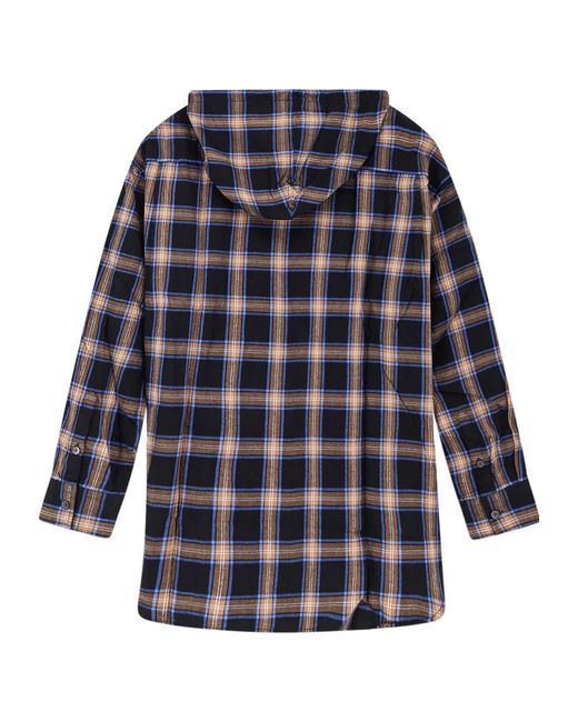 DIESEL Blue S-Dewny-Hood-Ajfi Hooded Checked Shirt for men
