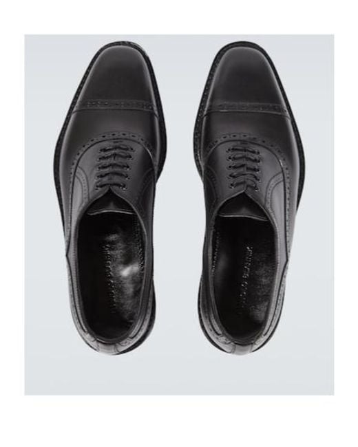 Manolo Blahnik Black Norton Leather Oxford Shoes for men