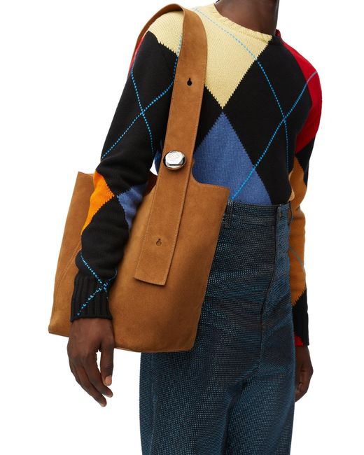 Loewe Brown Large Pebble Bucket Bag for men
