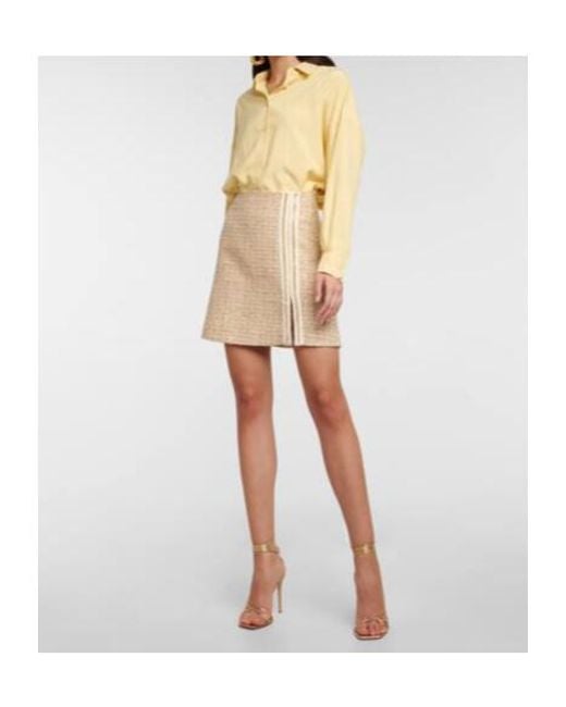 Giambattista Valli Natural Sequined Tweed Miniskirt