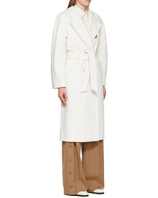 Max Mara White Madame Double-Breasted Coat