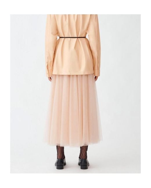 Fabiana Filippi Natural High Waist Tulle Midi Skirt
