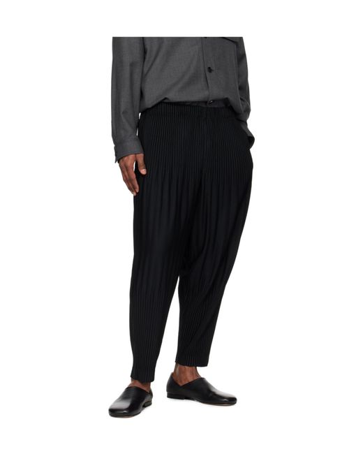 Homme Plissé Issey Miyake Black Plissé Trousers for men