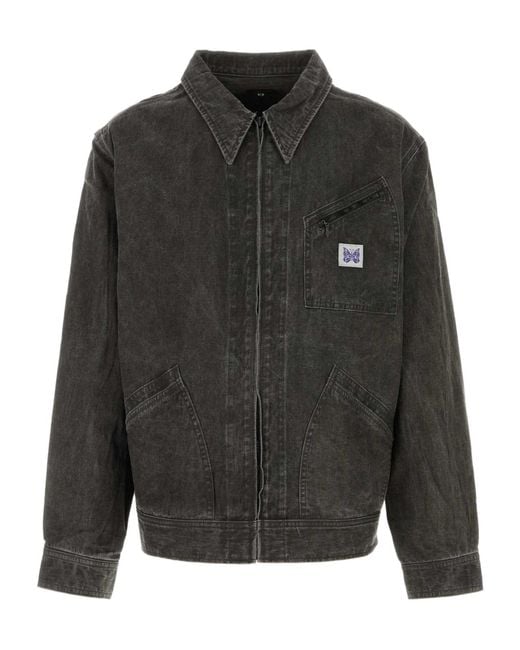 Needles Gray Long-Sleeve Casual Jacket for men