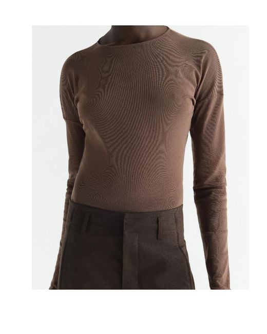 Lemaire Brown Long-Sleeve Ballerina-Style Top