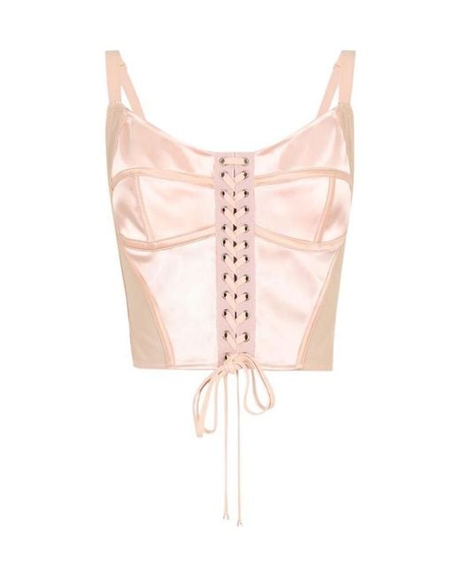 Dolce & Gabbana Pink Lace-Up Bodice Bra