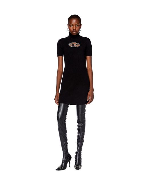 DIESEL Black M-Argaret Logo Embroidered Short-Sleeved Dress