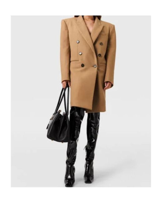 Stella McCartney Natural Double-Breasted Mid-Length Coat