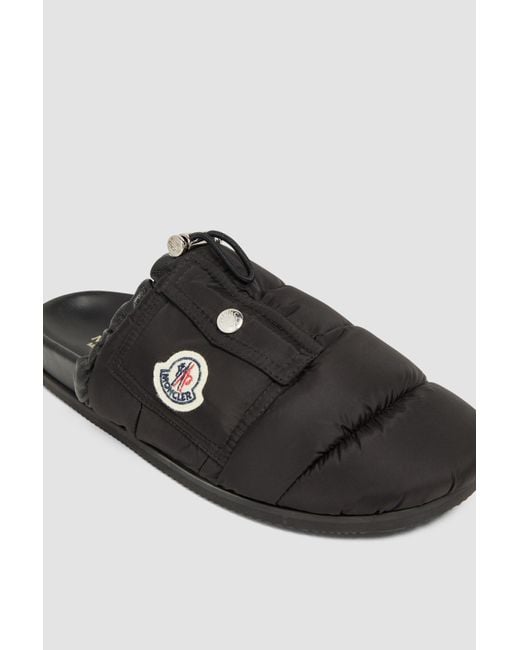 Moncler Black Logo Patch Padded Slippers