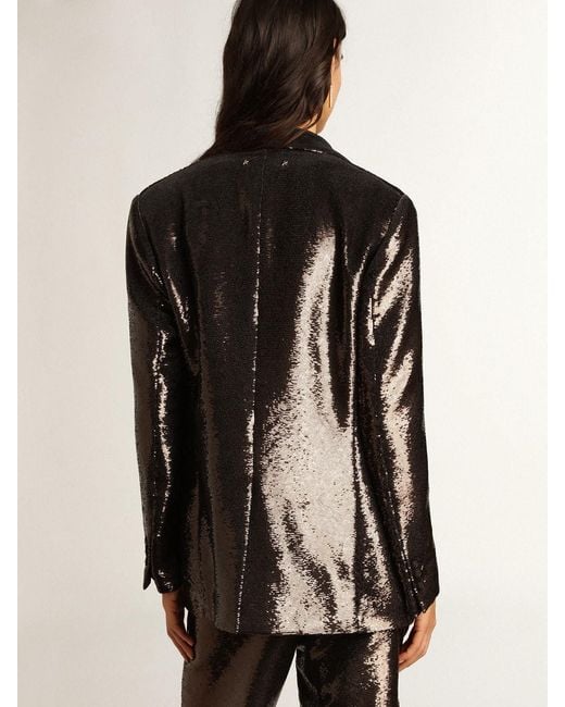 Golden Goose Deluxe Brand Brown Sequin-Embellished Tailored Blazer