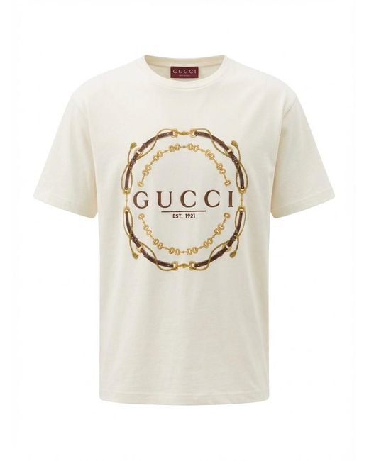 Gucci White Logo Printed Crewneck T-Shirt
