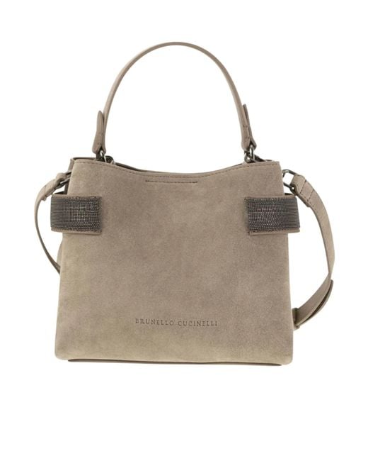 Brunello Cucinelli Gray Shoulder Bag With Handle