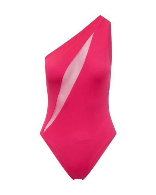 Versace Pink One-Shoulder Cut-Out Swimsuit