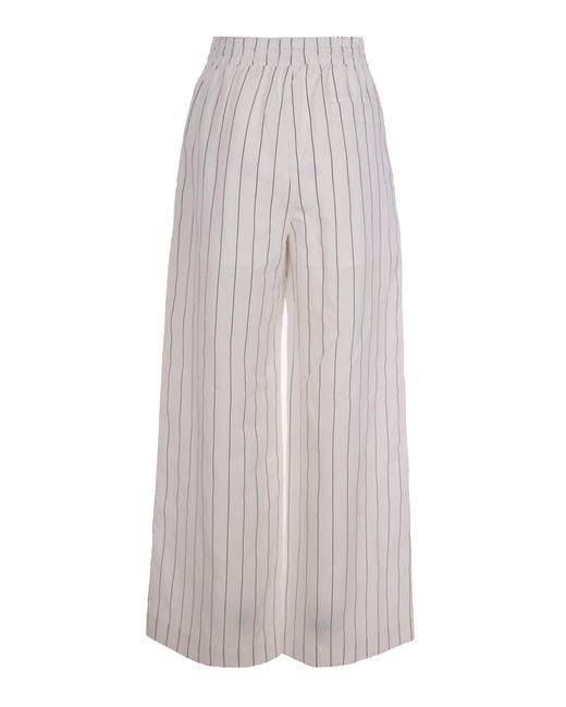 Liu Jo White Pinstriped Drawstring Trousers